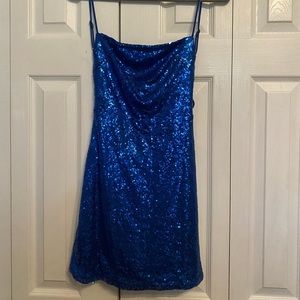 Lucy in the Sky Starstruck Strappy Dress in Lapis Blue